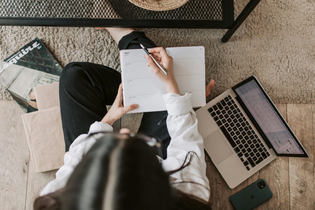 A girl studying