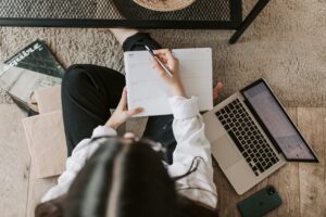 A girl studying