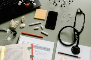 someone studying medical material