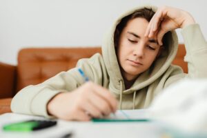 student studying